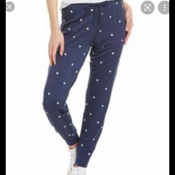 SPLENDID Embroidered Stars Knit Joggers in Blue.Size S - Picture 2 of 12